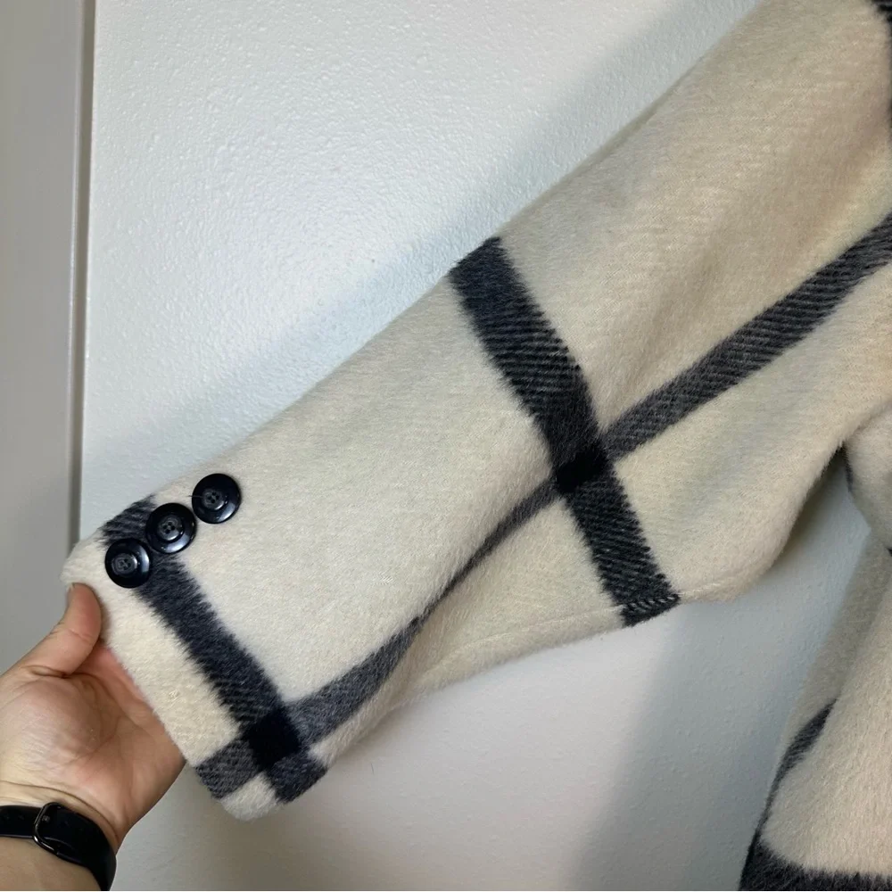 DALE DRESSIN For Paul Levy Designs Plaid Double-Breasted Women's Wool Coat - Picture 4 of 10